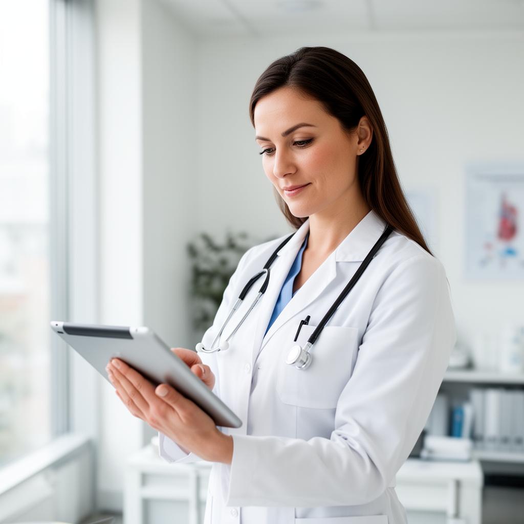 Physician reviewing practice revenue with AIE Medical Billing